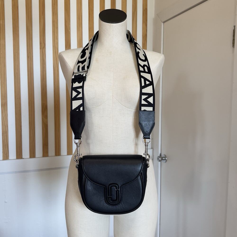 Marc Jacobs Black Leather J Marc Shoulder Bag Crossbody Logo Strap